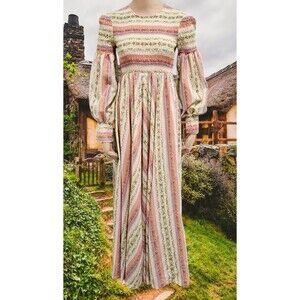 Vtg YOUNG INNOCENT Arpeja Victorian  Puffy S Preach  Prairie Cottagecore Maxi XS